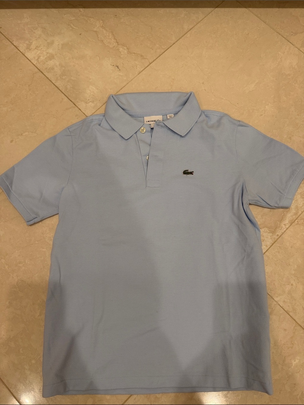 Young Men Lacoste Sky Blue Short Sleeve Pique Polo